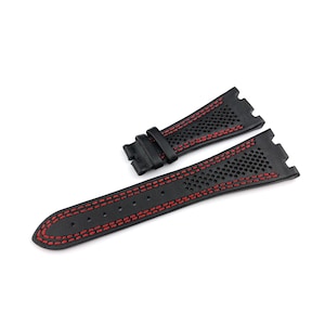 28mm Black/Red Genuine Leather Strap Band fit AP Royal Oak Offshore watches