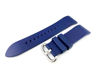 20 22 24 mm Granatowy / Niebieski Miękki Silikonowy Pasek z Gumy Fluoro Sport Nurkowanie Wyścigi Srebrny / Czarny Klamra + Narzędzie i Szpilki