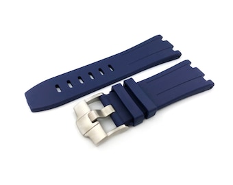 28mm Navy Rubber Silicone Strap Band fits AP Royal Oak Offshore BUCKLE + Pins and Tool