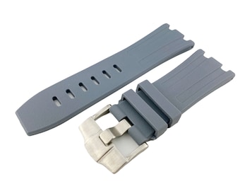 28mm Grey Rubber Silicone Strap Band fits AP Royal Oak Offshore BUCKLE