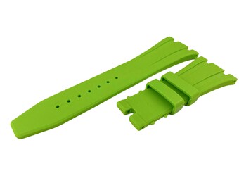 26mm Electric Green Rubber Silicone Strap Band fit AP Royal Oak Deployment Clasp