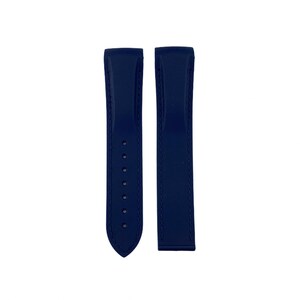 May include: A pair of dark blue watch straps made of rubber. The straps have a smooth, matte finish and are designed for a watch with a lug width of 20mm.