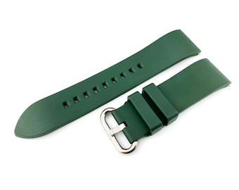 20 22 24 mm Zielony miękki silikonowy pasek z gumy fluorescencyjnej Sport nurkowanie wyścigi Srebrny/czarny klamra + narzędzie i szpilki