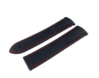 20mm 22mm Black/Red Rubber Silicone Strap Band fits OMG SeaMaster PlanetOcean Watches Deployment Clasp/Buckle All Colours + Pind/Tool