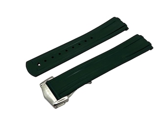 20mm Green Rubber Silicone Strap Band fits OMG SpeedMaster Diver 300M Watches Deployment Clasp/Buckle All Colours + Pind/Tool