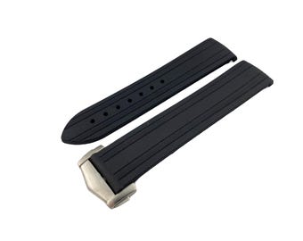 20mm Schwarz Kautschukband Silikonband passend für OMG Aqua Terra Uhren Verschluss mit Schließe Alle Farben + Pind&Tool