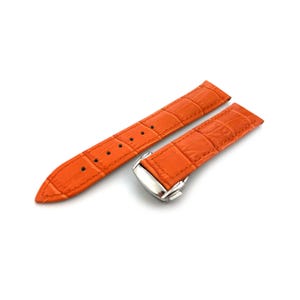 18mm 19mm 20mm 22mm Orange Genuine Leather Strap Band fits OMG SeaMaster PlanetOcean Watches Deployment Clasp/Buckle All Colours + Pind&Tool