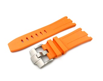 28mm Orange Rubber Silicone Strap Band fits AP Royal Oak Offshore BUCKLE