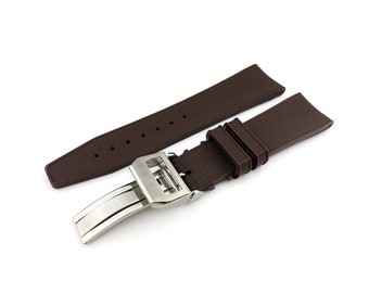 Correa/banda de caucho/silicona marrón de 22 mm compatible con hebilla/cierre de relojes IWC + herramienta y pasadores