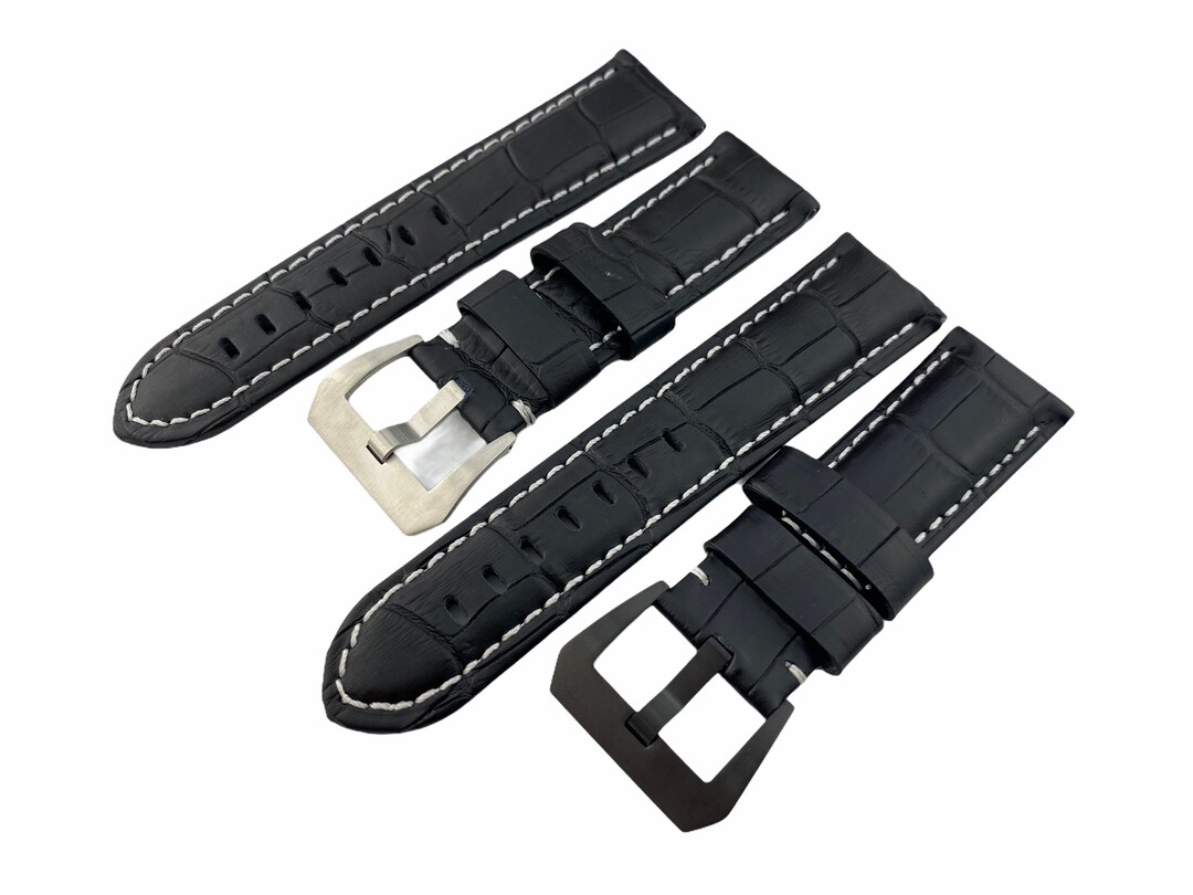 Cinturino Per Orologio In Pelle Di Vitello Nera E Bianca - Foto 12