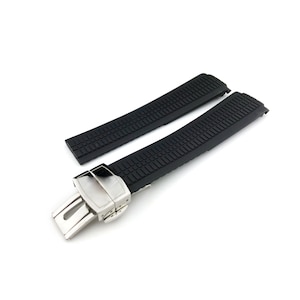 21mm Black Rubber Silicone Strap Band Clasp/Buckle fit PP Aquanaunt Watches  + Pins and Tool