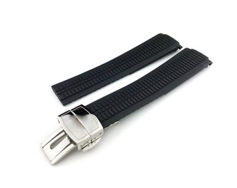 21mm Black Rubber Silicone Strap Band Clasp/Buckle fit PP Aquanaunt Watches  + Pins and Tool