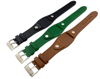 22mm Black Brown Green Genuine Leather Watch Strap Band For FSL watches + Pins and Tool Included
