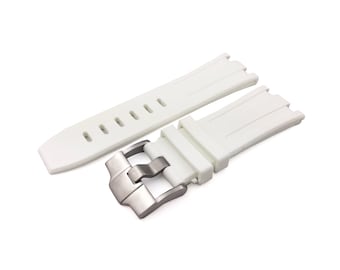 28mm White Rubber Silicone Strap Band fits AP Royal Oak Offshore BUCKLE
