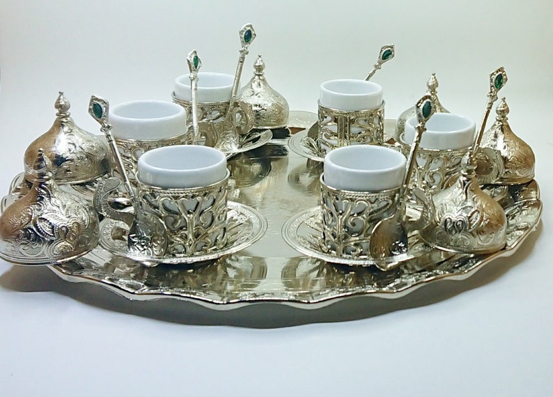 Kitchen Turkish Coffee Set Espresso Cups Tray Traditional Etsy