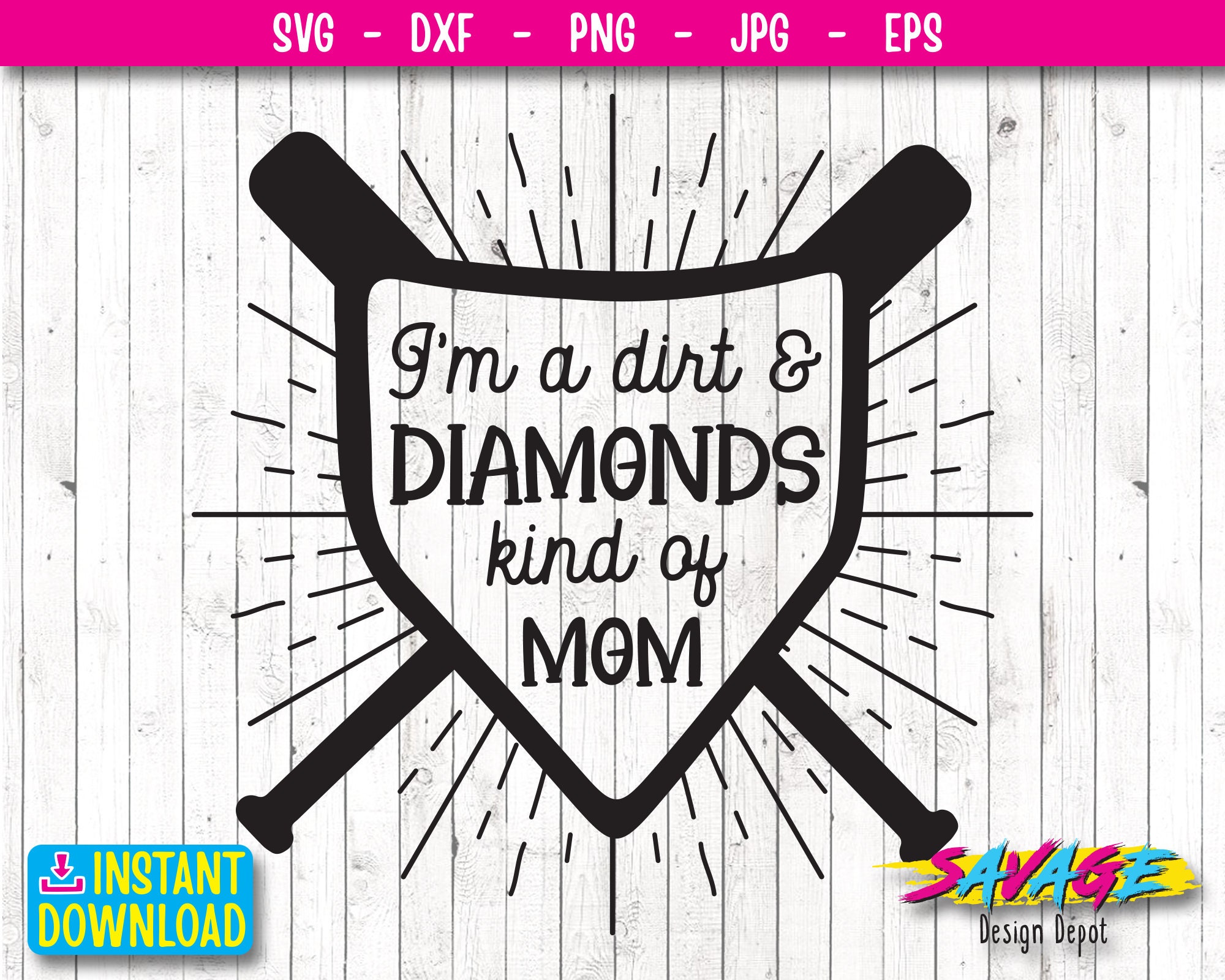 Download I M A Dirt And Diamonds Kind Of Mom Svg Baseball Mom Svg Etsy