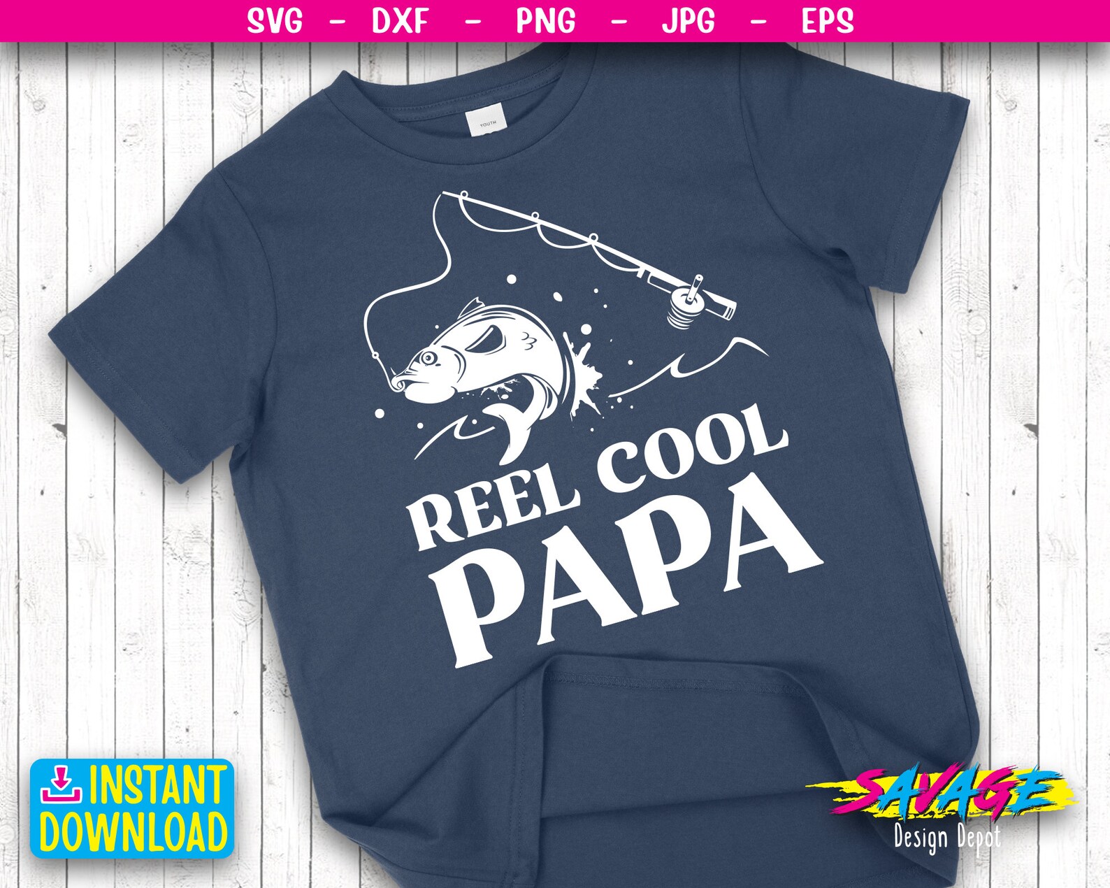 Download Papa Fishing Svg Cut File / Reel Cool Papa Svg / Fishing ...