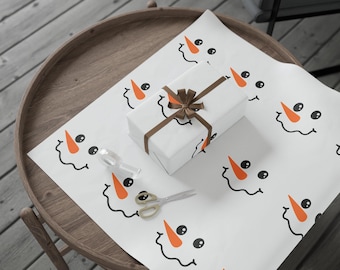 Smiling Snowman Faces Wrapping Paper | Holiday Christmas Gift Wrap