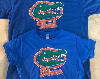 Gator Mom Dad T-shirt University of Florida UF Or Custom Name Crew Neck V-Neck