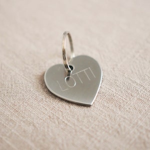 Hundemarke Herz, Personalisierbar, Hunde-ID-Tag, Gravierte Hundemarke, Dog-Tag, Edelstahl