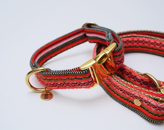 Dog collar boho, orange, collar dog ethno