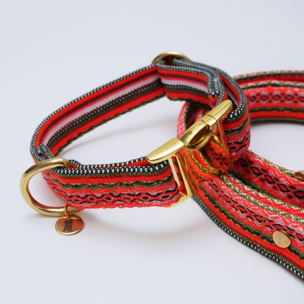 Hundehalsband Boho, Orange, Halsband Hund Ethno