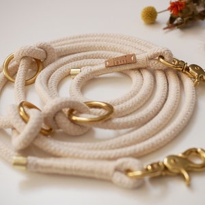 Dew collar, dew line, set, retrieverleine, cotton rope, wrapping cream image 1