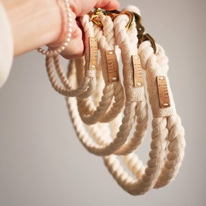 Dew collar, dew line, set, retrieverleine, cotton rope, wrapping cream image 5