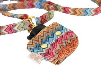 Colorful zigzag dog walking bag | Treat bag for dogs, poop bag pouch, dog walking accessories