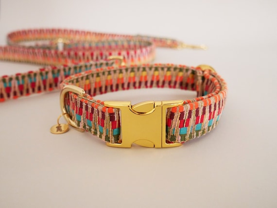 Buntes Hundehalsband | Handgemachtes Halsband fr Hunde | Verstellbar |  Hundezubehr | Zickzack Muster - Etsy sterreich