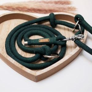 Tauhalsband, Tauleine Dog, Set, Retrieverleine, Dog leash made of cotton dew, Ivy green image 3