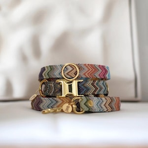 Colorful dog collar | Handmade dog collar | Adjustable | Dog accessory | Zigzag pattern image 7
