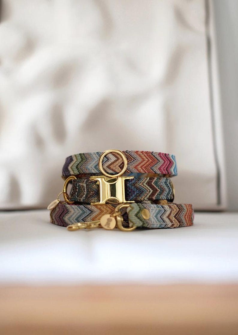 Colorful dog collar | Handmade dog collar | Adjustable | Dog accessory | Zigzag pattern image 7