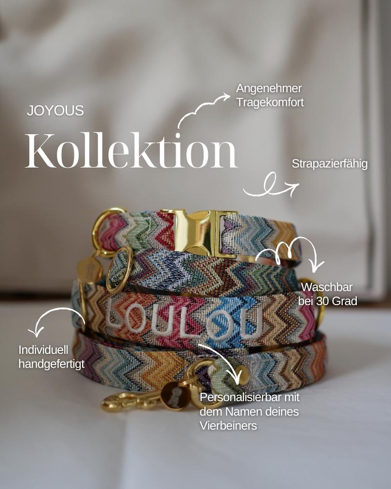 Colorful dog collar | Handmade dog collar | Adjustable | Dog accessory | Zigzag pattern image 2