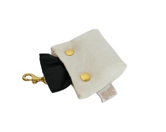 Hemp dog walking bag, cream-colored | Sustainable bag | Dog treat bag, poop bag, dog walking accessories