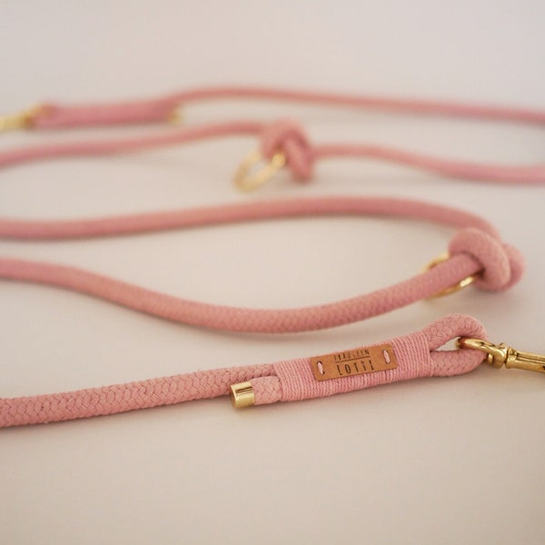 Dew collar, set, dew leash, retriever line, cotton rope dog leash, dusky pink