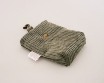 Corduroy Dog Walking Bag, Olive Green | Dog Treat Bag, Poop Bag Pouch, Dog Walking Accessories