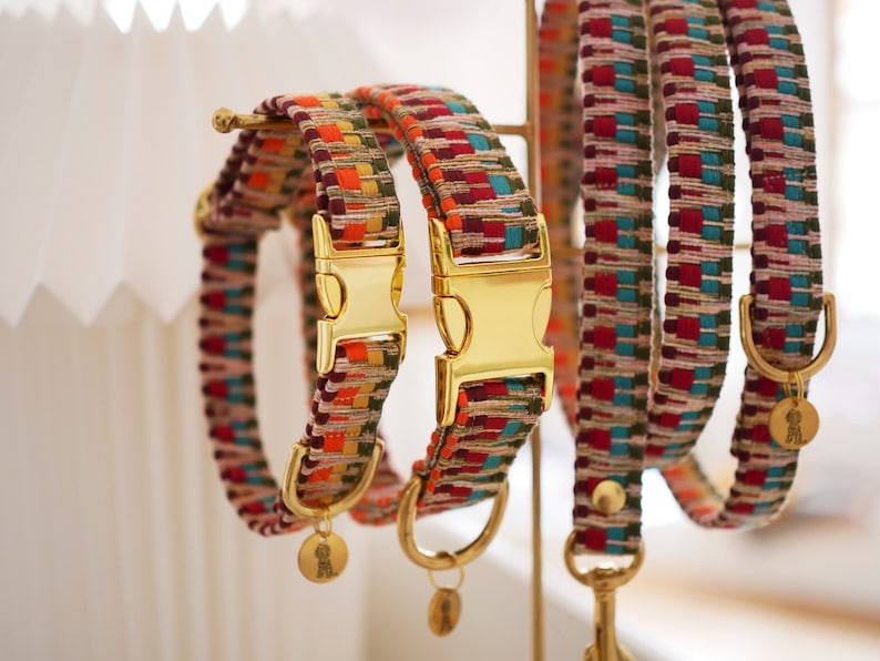 Colorful dog collar | Handmade dog collar | Adjustable | Dog accessory | Zigzag pattern image 4
