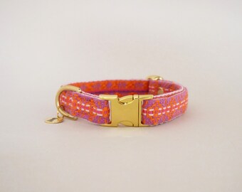 Dog Collar Sole Handmade Orange Pink