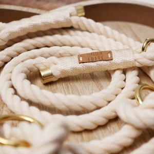 Dew collar, dew line, set, retrieverleine, cotton rope, wrapping cream image 4