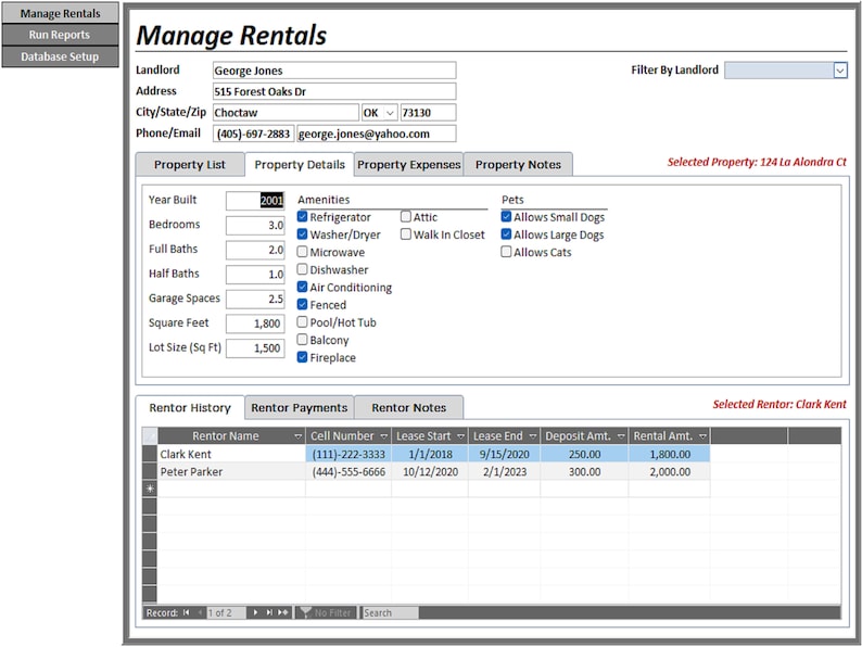 Property Management Database - Etsy