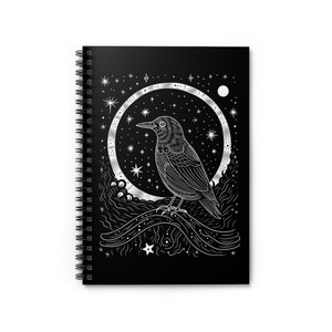 Witchy Spiral Lined Notebook | Mystical Raven Journal Diary | Spirit Animal Notebook | Witchy Gift | Spiritual Gift | Composition Notebook