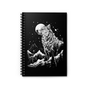 Witchy Spiral Lined Notebook | Mystical Wolf Journal Diary | Spirit Animal Notebook | Witchy Gift | Spiritual Gift | Composition Notebook