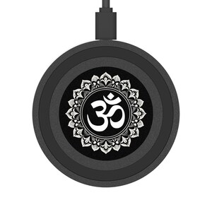 Mystical Om Wireless Charging Pad for Smartphone, Universal iPhone Android Charging Station, Om Phone Charger,Yoga Meditation Spiritual Gift