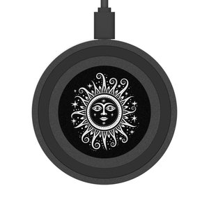 Celestial Sun Moon & Stars Wireless Charging Pad for Smartphone, Universal iPhone Android Charging Station, Sun Phone Charger, Witchy Gift