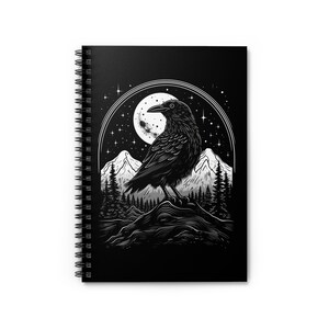 Witchy Spiral Lined Notebook | Mystical Raven Journal Diary | Spirit Animal Notebook | Witchy Gift | Spiritual Gift | Composition Notebook