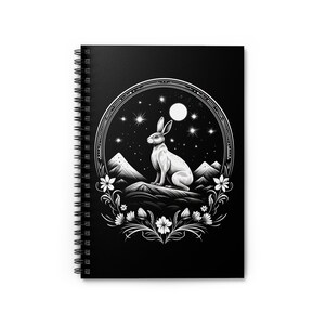 Witchy Spiral Lined Notebook | Mystical Hare Journal Diary | Spirit Animal Notebook | Witchy Gift | Spiritual Gift | Composition Notebook