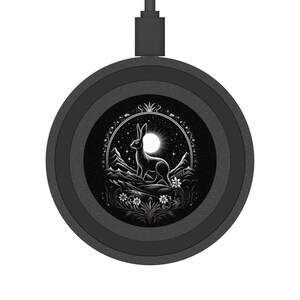 Mystical Hare Wireless Charging Pad for Smartphone, Universal iPhone Android Charging Station, Spirit Animal Phone Charger, Witchy Gift