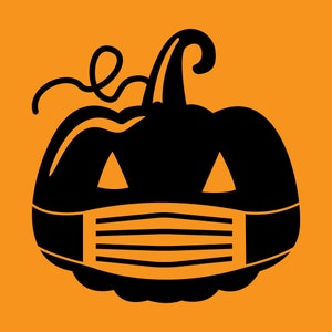 Citrouille avec un masque SVG | COVIDE Halloween | Fichier Cricut | Utilisation commerciale