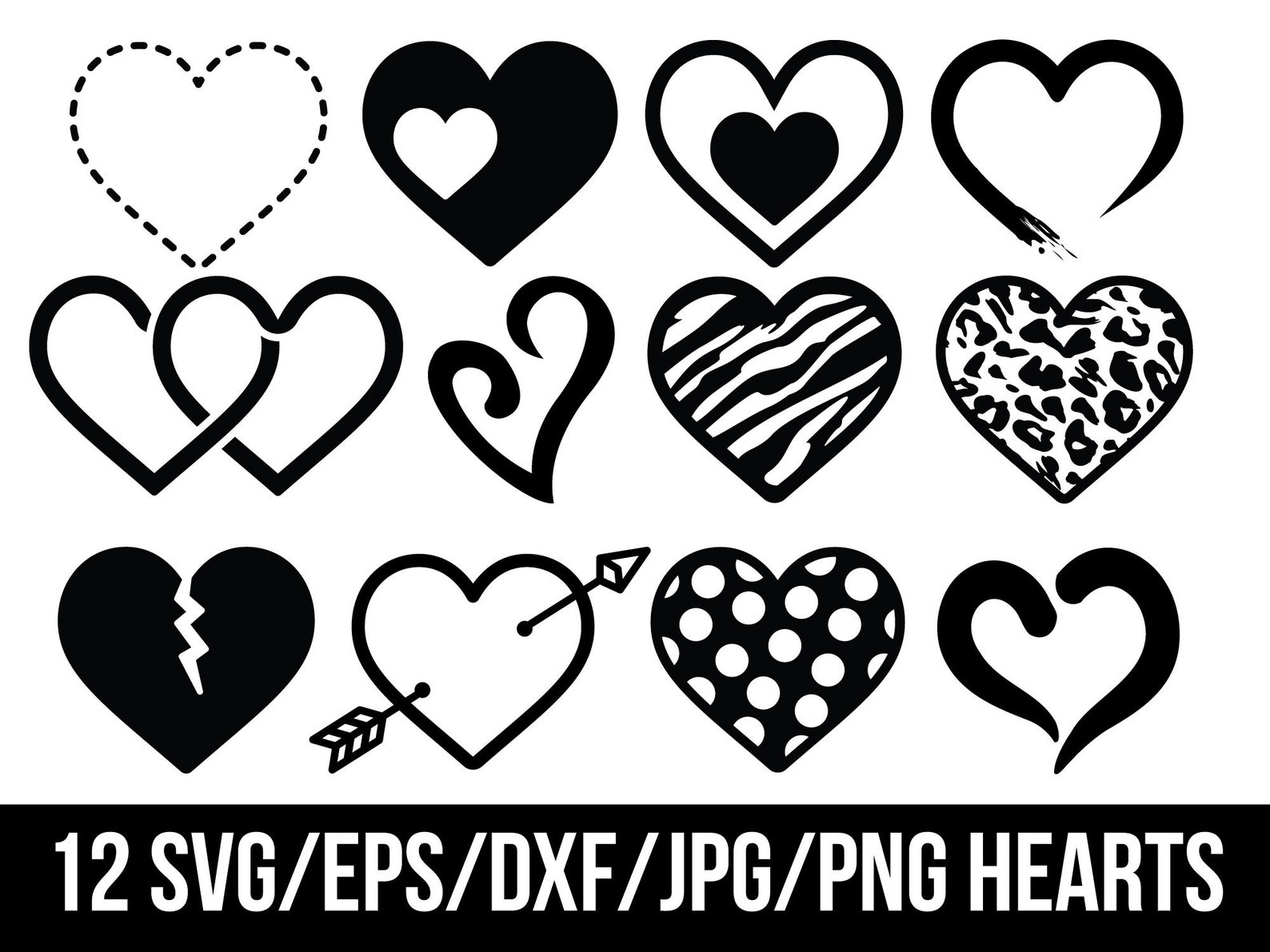 12 SVG Hearts | Valentine | Love | Cricut File | Commercial Use - Etsy